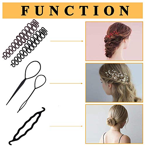 YMHPRIDE Kit de herramientas de accesorios para el peinado del cabello para mujeres niñas, herramientas de Syling para el diseño del cabello de moda Accesorios para el cabello de bricolaje Kit
