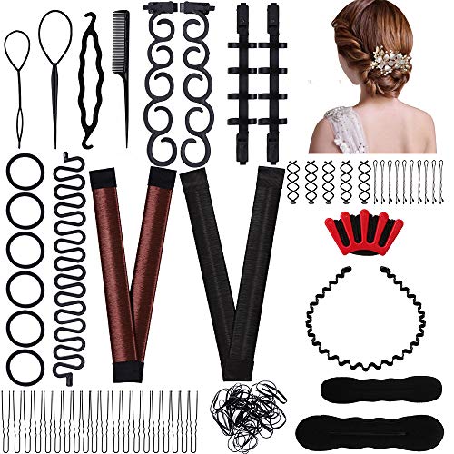 YMHPRIDE Kit de herramientas de accesorios para el peinado del cabello para mujeres niñas, herramientas de Syling para el diseño del cabello de moda Accesorios para el cabello de bricolaje Kit