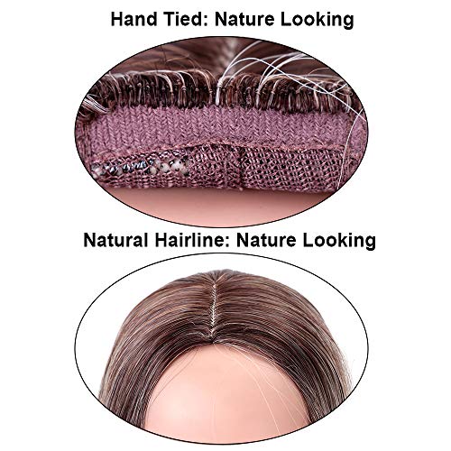 YMHPRIDE Ombre pelucas rubias mixtas para mujeres moda marrón oscuro raíz rubio sintético largo recto parte media peluca 22 pulgadas