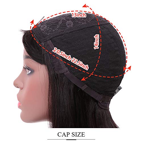 YMHPRIDE Peluca Bob corta negra natural de 12 pulgadas con flequillo Peluca de cabello humano recto para mujeres con gorro de peluca y pestañas