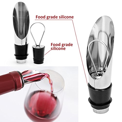 Yobansa Accesorios de Vino en Forma de Botella de Vino Juego de Regalo, Juego de abridor de Vino - Incluye sacacorchos, Tapones de Vino, vertedor de Vino y Anillo de Vino (Bottle 02)