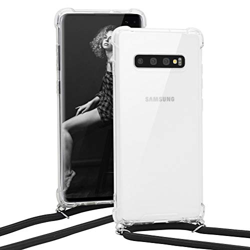 Yoedge Funda con Cuerda para Samsung Galaxy A7 2018, Cárcasa Silicona Colgante Ajustable Collar de Cuello Cadena Cordón con Airbag Transparente Case Fundas Colgar Movil para Samsung A7 2018, 01