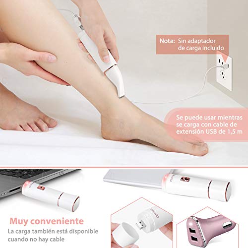 YOHOOLYO Depiladora Facial Electrica para Mujer Afeitadoras Eléctricas para Mujer 4 en 1 Sin Dolor y Impermeable IPX 6 Carga USB