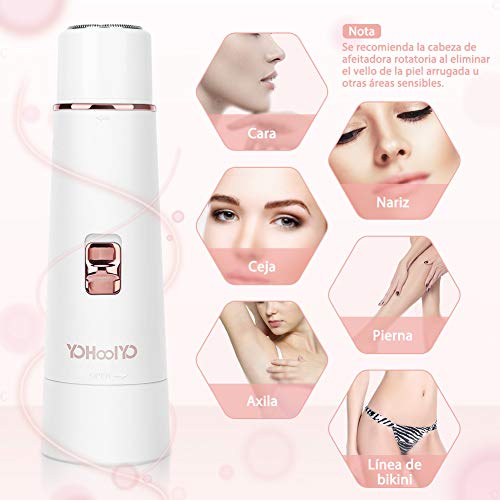 YOHOOLYO Depiladora Facial Electrica para Mujer Afeitadoras Eléctricas para Mujer 4 en 1 Sin Dolor y Impermeable IPX 6 Carga USB