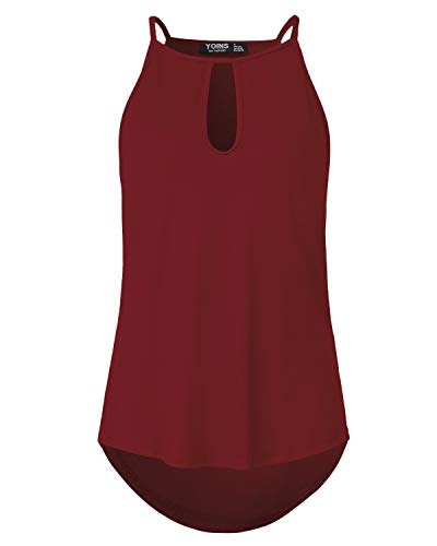 YOINS Mujeres Camisetas sin Mangas Camisas Elegante Blusa Casual Chaleco de Verano Playa Camiseta para Mujere Cuello V Top Vino Tinto S/EU36-38