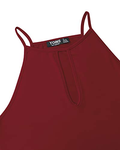 YOINS Mujeres Camisetas sin Mangas Camisas Elegante Blusa Casual Chaleco de Verano Playa Camiseta para Mujere Cuello V Top Vino Tinto S/EU36-38