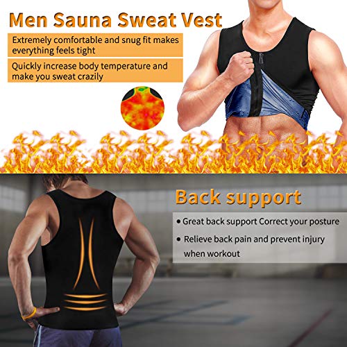 Yokald Faja Reductora Adelgazante Hombre polímero Camiseta Reductora Compresión de Sauna Chaleco para Desarrollo Muscular Pérdida de Peso con Quema Grasa Deportivo (Negro, 3XL)