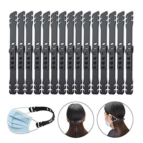 Yolistar 15 Piezas Salvaorejas Mascarillas gancho,Máscara Gancho,Hebilla de Extensión,Fijador Antideslizante Ajustable para prevenir el dolor de oído (Negro)