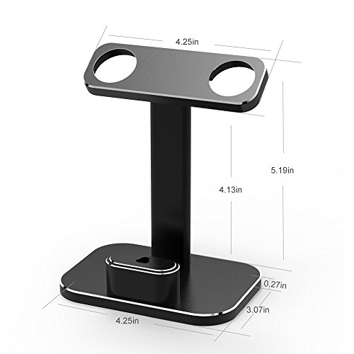 YOMENG Cargando Stand Para Apple Watch, 2 En 1 Para Aluminio Reloj Cargador Dock Station Titular Para Airpods Y iWatch Serie 1/2/3/4 (38mm&42mm &40mm&44mm Compatible)