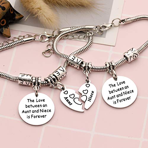 YONGHUI - 2 pulseras ajustables de serpiente para mujeres, adolescentes, niñas, el amor entre una tía y una sobrina es para siempre, regalo de Navidad, regalo de cumpleaños