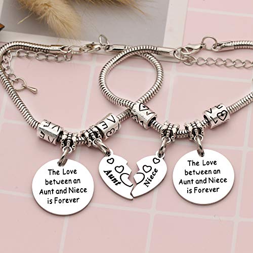 YONGHUI - 2 pulseras ajustables de serpiente para mujeres, adolescentes, niñas, el amor entre una tía y una sobrina es para siempre, regalo de Navidad, regalo de cumpleaños