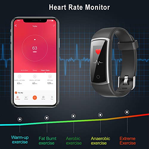 YONMIG Pulsera de Actividad, Pulsera Inteligente Impermeable IP68 con Pulsómetro y Presión Arterial, Monitor de Podómetros, Monitor de Calorías Notificación de Mensaje Deporte para iOS y Android