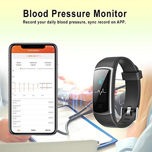 YONMIG Pulsera de Actividad, Pulsera Inteligente Impermeable IP68 con Pulsómetro y Presión Arterial, Monitor de Podómetros, Monitor de Calorías Notificación de Mensaje Deporte para iOS y Android