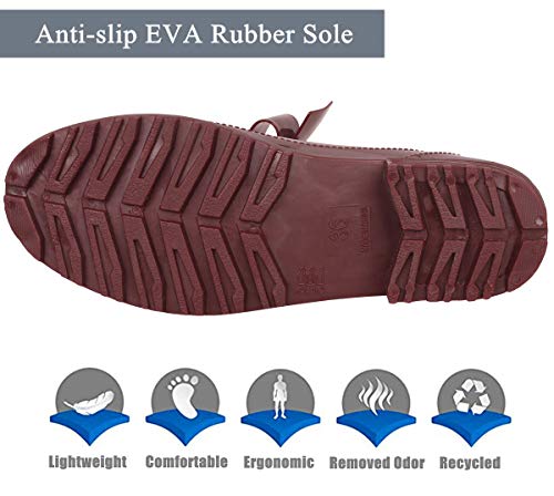 YOOEEN Botas de Agua Mujer Cortas Botas de Goma Antideslizante Botines de Lluvia Impermeables Zapatos de Jardín Elegante Calzado de Trabajo con Lindo Bowknot Talla 36-44