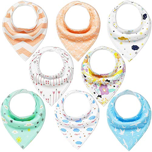 Yoofoss Baberos Bandana Bebé, Baberos Absorbente y Suave de Algodón Orgánico Baberos Bebé Recien Nacidos y Niños Entre 1-3 Años (Chicas)