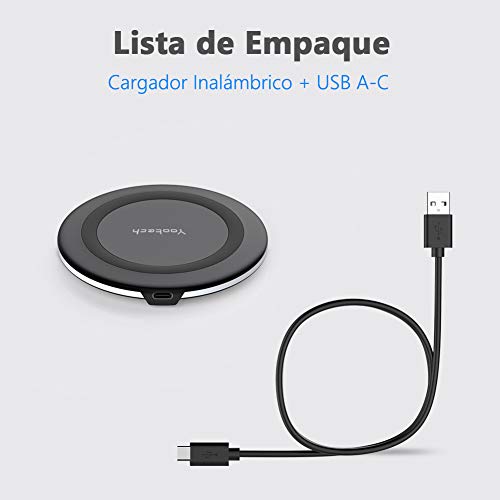 yootech Cargador Inalámbrico Rápido, 7.5W Carga Inductiva para iPhone SE 2020/11/11 Pro/11 Pro MAX/XS MAX/XR/XS/X/8+/8, 10W para Galaxy S20/Note 10/S10/S10e/S9/Note 8/S8/S7, AirPods Pro(NO Adaptador)
