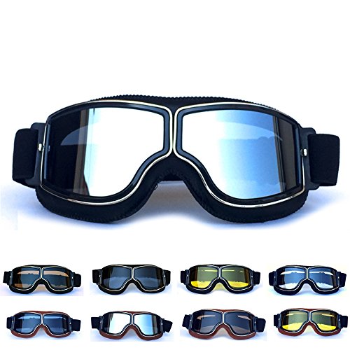 Yopria Retro Gafas Moto Mascara Vintage Aviadoras Aviator Scooter Gafas Jet Casco Vintage Ski Biker Cruiser Sport Oldtimer Moto Motocicleta Goggles Harley y Chopper