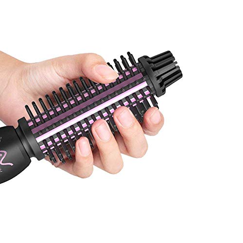 YOSAN 2 en 1 Rizador de Pelo Cepillo Moldeador rizador eléctrico Doble Voltaje Cerámica Turmalina Anti-Scald Instant Heat Pinza para rizar Pelo Corto y Largo con,for All Hair Types(Black)