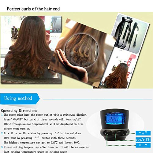 YOSAN 2 en 1 Rizador de Pelo rizador eléctrico Doble Voltaje Cerámica Turmalina Anti-Scald Instant Heat Pinza para rizar Pelo Corto y Largo con,for All Hair Types
