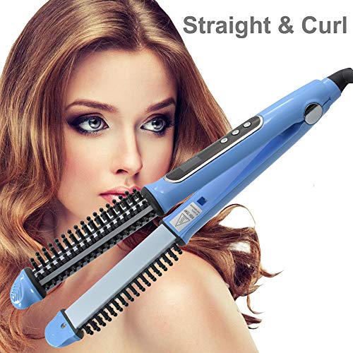 YOSAN Cepillo Moldeador 3 en 1 Rizador de Pelo rizador eléctrico Doble Voltaje Cerámica Turmalina Anti-Scald Instant Heat Pinza para rizar Pelo Corto y Largo con,for All Hair Types