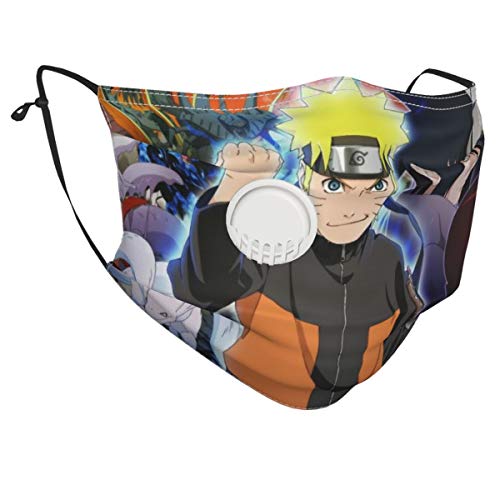 Yosbapw Naruto Shippuden Uchiha Sasuke Farmacéutico Ka Man Bizhu Toby Tejido lavable y reutilizable Cara Boca Nariz Cubierta con válvula de respiración y F
