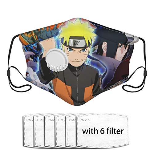 Yosbapw Naruto Shippuden Uchiha Sasuke Farmacéutico Ka Man Bizhu Toby Tejido lavable y reutilizable Cara Boca Nariz Cubierta con válvula de respiración y F