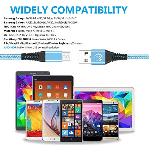 Yosou Cable Micro USB, Cable Android [3-Pack 2M] Nylon Cargador Micro USB Carga Rápida para Android Movil Smartphone, Samsung S6/S6edge,S7/S7edge J5 J7,Xiaomi Redmi,Sony,Nokia,HTC,Moto,LG,PS4