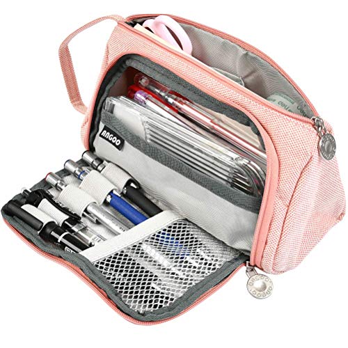 YOTINO Grande Estuche Rosa 3 compartimentos para niño Estuche de gran capacidad para guardar bolígrafos, bolígrafos, bolígrafos, maquillaje para niñas
