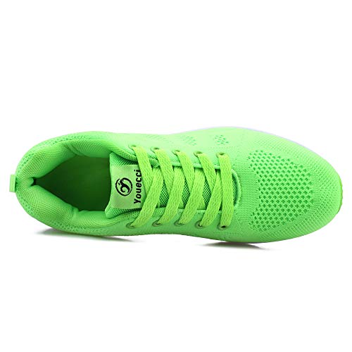 Youecci Zapatillas de Deportivos de Running para Mujer Deportivo de Exterior Interior Gimnasia Ligero Sneakers Fitness Atlético Caminar Zapatos Transpirable Verde 38 EU