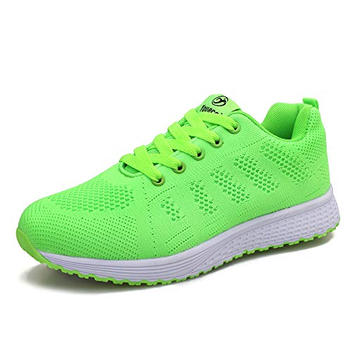 Youecci Zapatillas de Deportivos de Running para Mujer Deportivo de Exterior Interior Gimnasia Ligero Sneakers Fitness Atlético Caminar Zapatos Transpirable Verde 38 EU