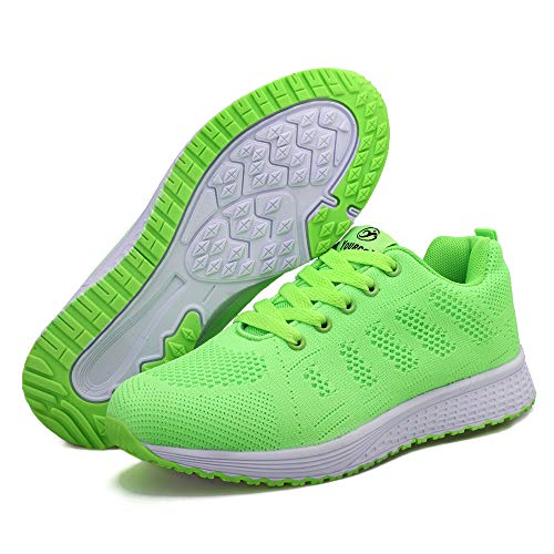Youecci Zapatillas de Deportivos de Running para Mujer Deportivo de Exterior Interior Gimnasia Ligero Sneakers Fitness Atlético Caminar Zapatos Transpirable Verde 38 EU