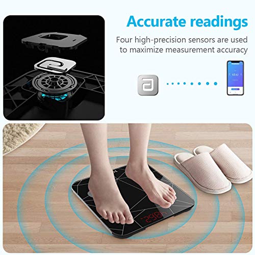 YOUNGDO Báscula Grasa Corporal 30*30, Báscula Baño Digital Bluetooth Inteligente Con USB Carga 23 Medidas Corporales Esenciales Grasa Corporal, Músculo, BMI etc. 999 Usuarios para Android e iOS
