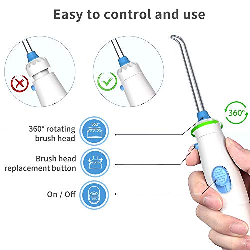 YOUNGDO Irrigador Bucal 600 ML, Irrigador Dental Professional con 10 Ajustes de Presión del Agua y 7 Boquillas Multifuncionales, para Cuidado y Limpieza Dental de Toda La Familia Aprobado por la FDA