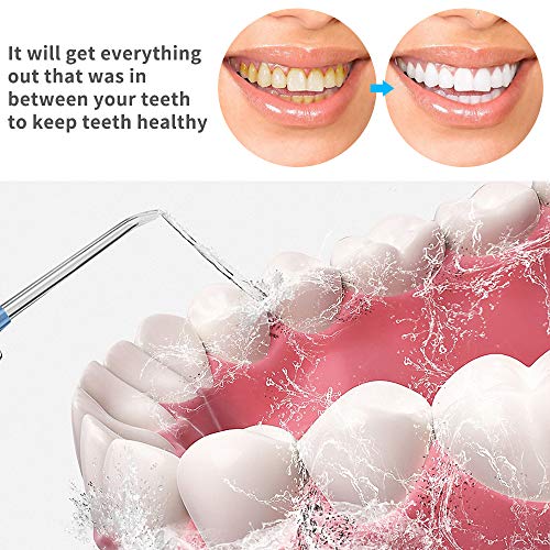 YOUNGDO Irrigador Bucal 600 ML, Irrigador Dental Professional con 10 Ajustes de Presión del Agua y 7 Boquillas Multifuncionales, para Cuidado y Limpieza Dental de Toda La Familia Aprobado por la FDA
