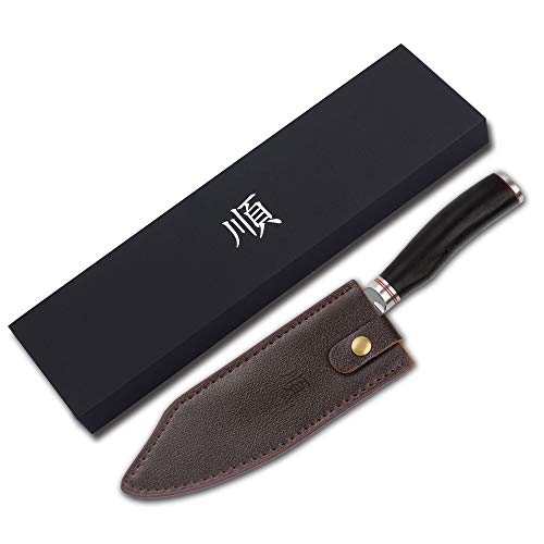 YOUSUNLONG Cocina Cuchillo para Cocinero de 8 Pulgadas con Cuchilla doblada,japonés VG10-Acero Inoxidable de Alto Carbono-Hoja Afilada-Mango de ébano-SL-DK10914B