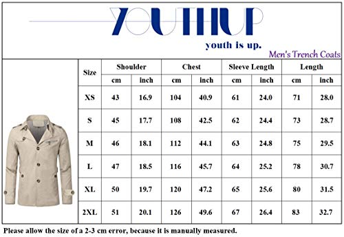 YOUTHUP Chaqueta de Hombre Regular Fit Abrigo Trinchera Chaquetas Militares para Hombre