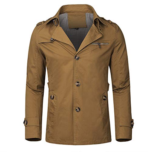 YOUTHUP Chaqueta de Hombre Regular Fit Abrigo Trinchera Chaquetas Militares para Hombre