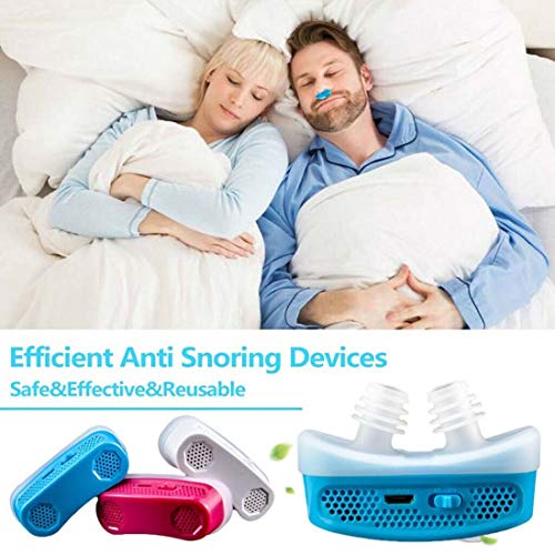 Yowerf Anti-ronquidos El Dispositivo electrónico Anti-ronquido Mini CPAP para la apnea del sueño Detiene el ronquido Ayuda a Dejar de Fumar (Color : Blue)