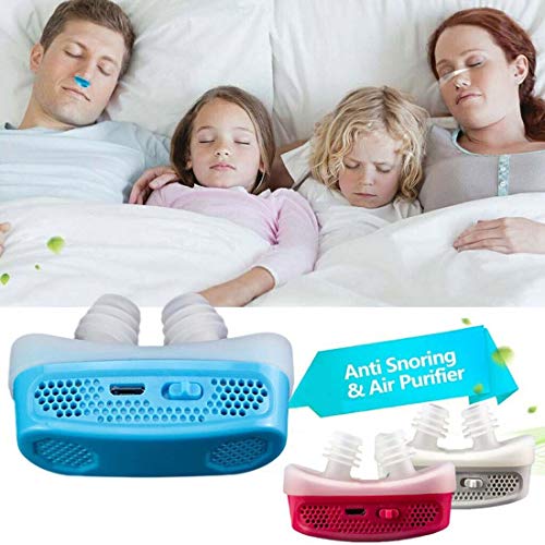 Yowerf Anti-ronquidos El Dispositivo electrónico Anti-ronquido Mini CPAP para la apnea del sueño Detiene el ronquido Ayuda a Dejar de Fumar (Color : Blue)