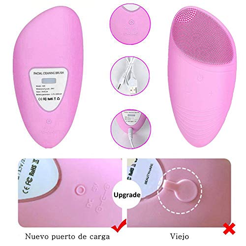 Yoyika Limpiador Facial Silicona Ultrasónico, Masajeador Facial Eléctrico IPX7 Impermeable, Cepillo de Limpieza Recargable, Adecuado para Todo Tipo De Piel