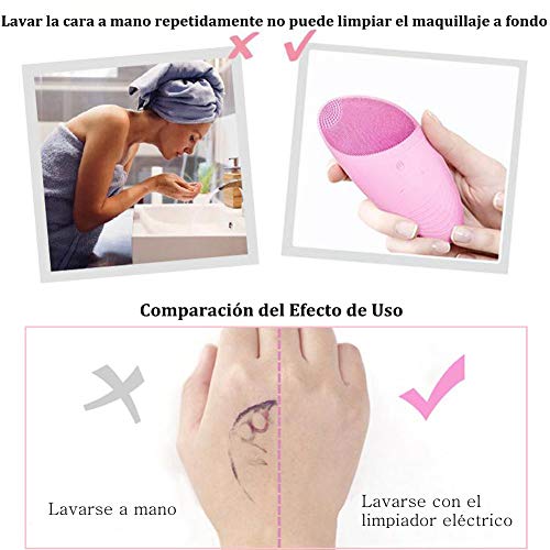 Yoyika Limpiador Facial Silicona Ultrasónico, Masajeador Facial Eléctrico IPX7 Impermeable, Cepillo de Limpieza Recargable, Adecuado para Todo Tipo De Piel