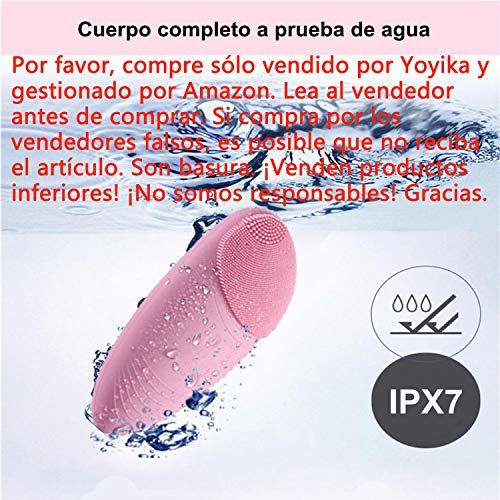 Yoyika Limpiador Facial Silicona Ultrasónico, Masajeador Facial Eléctrico IPX7 Impermeable, Cepillo de Limpieza Recargable, Adecuado para Todo Tipo De Piel