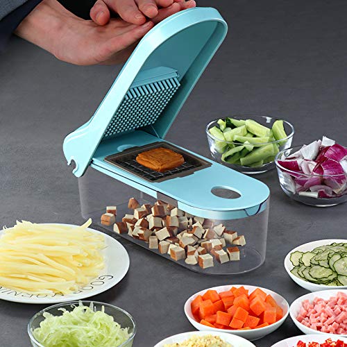 Yoyika Mandolina de Cocina Cortador de Verduras Multifuncional, 8 Piezas Intercambiable Cortadora de Verduras y Frutas, Rebanador Rallador Multiusos Utensilios de Cocina Profesional para Vegetales