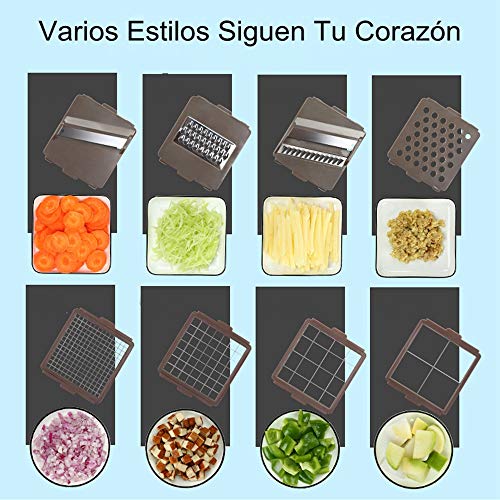 Yoyika Mandolina de Cocina Cortador de Verduras Multifuncional, 8 Piezas Intercambiable Cortadora de Verduras y Frutas, Rebanador Rallador Multiusos Utensilios de Cocina Profesional para Vegetales