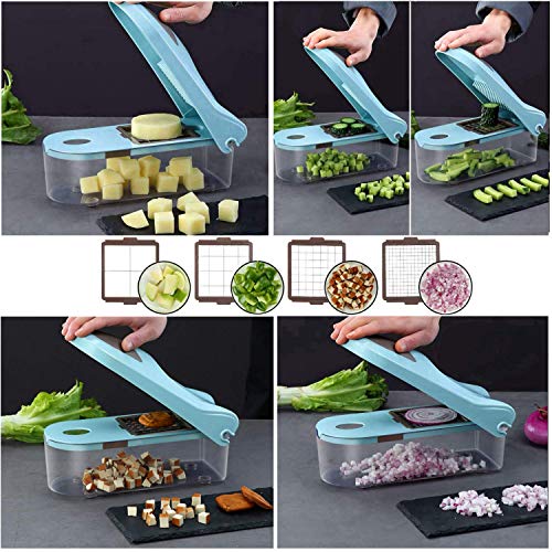 Yoyika Mandolina de Cocina Cortador de Verduras Multifuncional, 8 Piezas Intercambiable Cortadora de Verduras y Frutas, Rebanador Rallador Multiusos Utensilios de Cocina Profesional para Vegetales