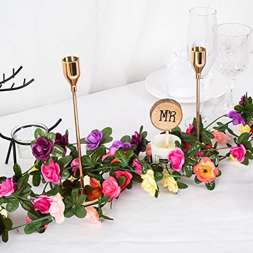 YQing 4 Piezas Guirnalda de Rosas Artificiales, Guirnalda de Flores de Vid de Rosas Falsas de 2,5 m con Hojas de Hiedra Verde para la decoración del jardín del Banquete de Boda (Multicolor)