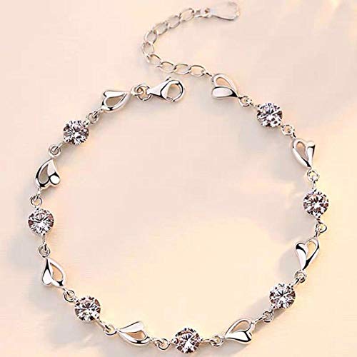 Ysakura Pulsera de Mujer de 929 Plata de esterlina con el Diseno Nuevo,Pulsera en Forma de corazón en Plata de Ley, Pulsera Simple para Estudiantes,Pulsera Infinity del Amor