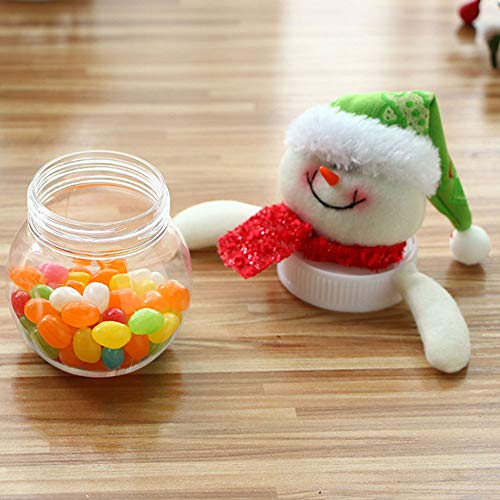 ysister Tarro de Dulces navideños de 3 Piezas, latas de azúcar navideñas Caja de Regalo Transparente de plástico Old Man Snowman Elk Decoración navideña Tarro de Dulces para Cualquier Fiesta 6x15cm