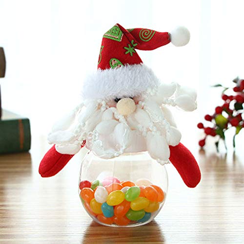 ysister Tarro de Dulces navideños de 3 Piezas, latas de azúcar navideñas Caja de Regalo Transparente de plástico Old Man Snowman Elk Decoración navideña Tarro de Dulces para Cualquier Fiesta 6x15cm