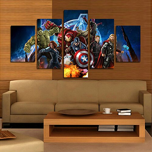 YspgArt - Lienzo para pintura de pared, 5 piezas Miracle Avenger ultron super héroe, pintura de pared para el hogar, sala de estar, oficina, regalo (Unframed)…